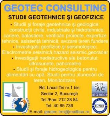 Studii geotehnice, geofizice, seismologice, hidro, foraje de la Geotec Consulting