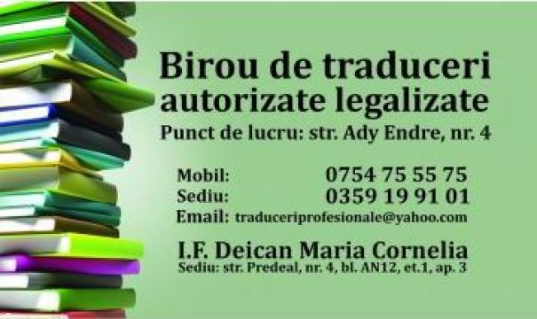 Traduceri autorizate, legalizate orice limba de la I.f. Deican Maria Cornelia