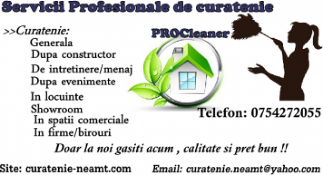 Servicii profesionale de curatenie Neamt de la Procleaner Piatra-Neamt