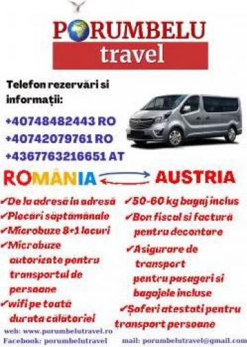Transport persoane Romania - Austria la adresa si retur de la Porumbelu Travel Srl