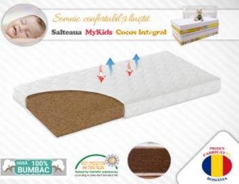 Saltea MyKids fibra de cocos integral 120x60x8 husa bumbac M