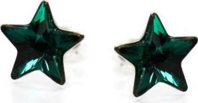 Cercei argint 925 si swarovski Stars Emerald de la Artemis Srl