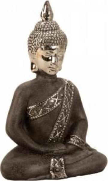 Statueta Buddha H36cm din polirasina si ceramica silver pear