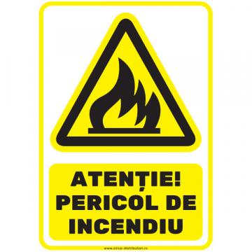 Indicator autocolant Atentie! pericol de incendiu