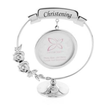 Ornament rama foto cu cristal Swarovski pentru botez