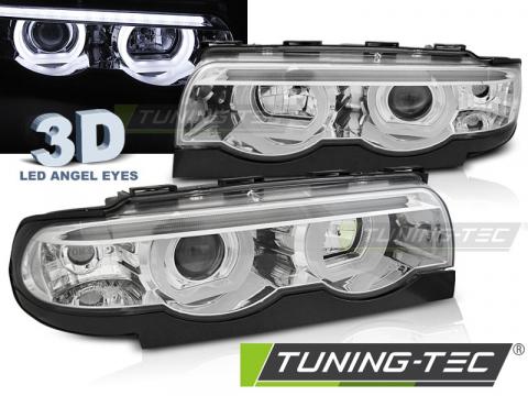 Faruri compatibile cu BMW E38 94-01 3D Angel Eyes LED crom