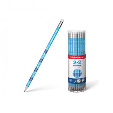 Creion rotund cu guma 2x2 HB, Erich Krause