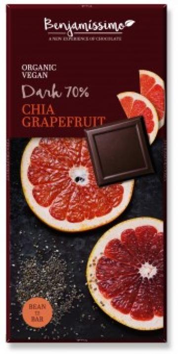 Ciocolata cu chia si grapefruit bio, 70g, Benjamissimo de la Supermarket Pentru Tine Srl