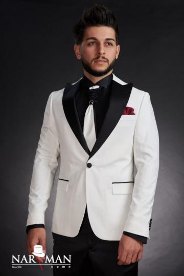 Costume barbati - Smoking alb-negru, guler spitz, 07CAN de la Narman - Tuxedo