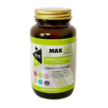 Supliment alimentar MAXLife turmeric cu bioperina de la Krill Oil Impex Srl