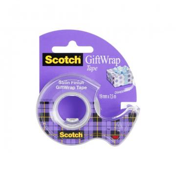 Banda adeziva Gift Wrap cu dispenser, 19 mm x 7,5 m, Scotch de la Sanito Distribution Srl