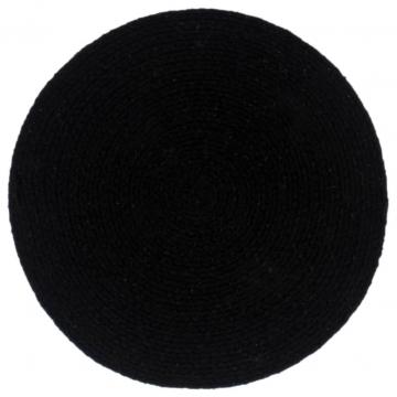 Naproane, 4 buc., negru, 38 cm, bumbac, rotund de la VidaXL