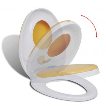 Capac WC cu inchidere silentioasa, alb & galben de la Comfy Store