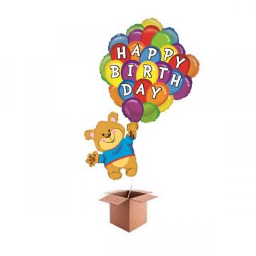 Balon folie Happy Birthday cu ursulet 107 cm de la Calculator Fix Dsc Srl