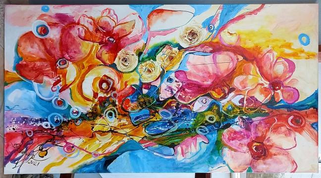 Pictura Abstract cu flori de la Gallery Art Bissinger Srl