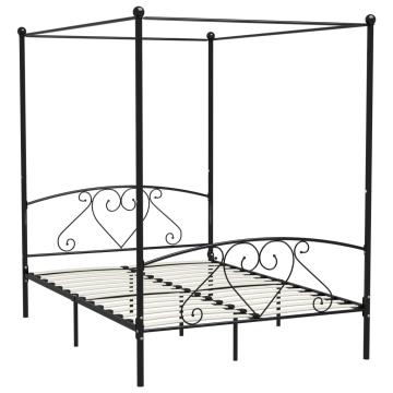 Cadru de pat cu baldachin, negru, 160 x 200 cm, metal de la VidaXL