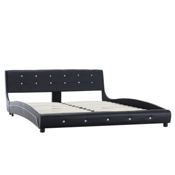 Cadru de pat, negru, 160 x 200 cm, piele artificiala