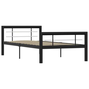 Cadru de pat, negru si alb, 90 x 200 cm, metal