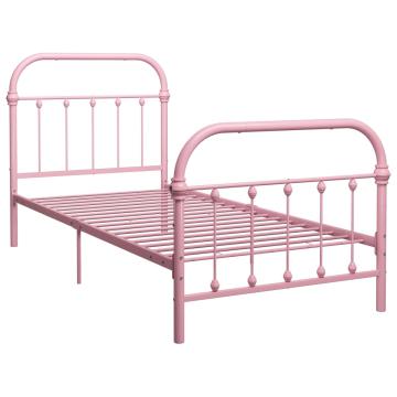 Cadru de pat, roz, 100 x 200 cm, metal de la VidaXL