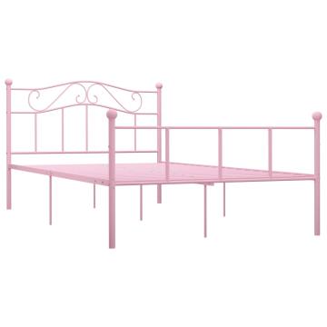 Cadru de pat, roz, 160 x 200 cm, metal de la VidaXL