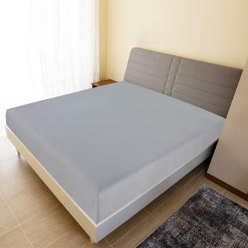Cearsaf de pat cu elastic, gri, 140x200 cm, bumbac
