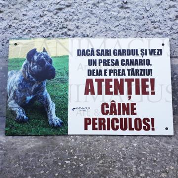 Placa avertizare Presa Canario - Daca sari gardul! de la Arhi Ecus Srl