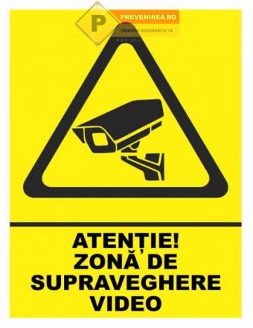 Indicator galben pentru zona supravegheata video de la Prevenirea Pentru Siguranta Ta G.i. Srl