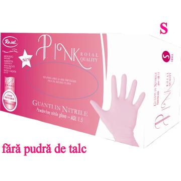 Manusi nitril roz fara pudra 100 buc S - Roial de la Mezza Luna Srl.