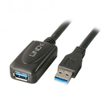 Cablu Lindy LY-43155 Active Extension, USB 3.0, 5m, negru de la Etoc Online
