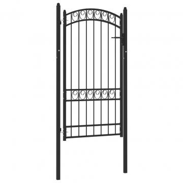 Poarta de gard cu arcada, negru, 100x175 cm, otel de la VidaXL