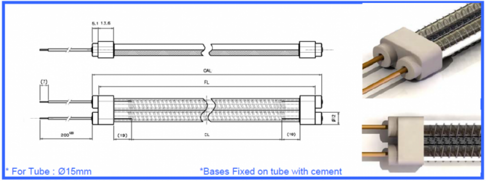 Lampa infrarosu doua tuburi W4 15mm de la Tehnocom Liv Rezistente Electrice, Etansari Mecanice