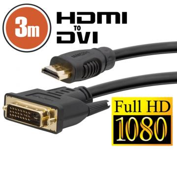 Cablu DVI-D / HDM 3 m cu conectoare placate cu aur