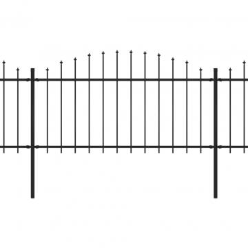 Gard de gradina cu varf sulita, negru, 15,3 m, otel