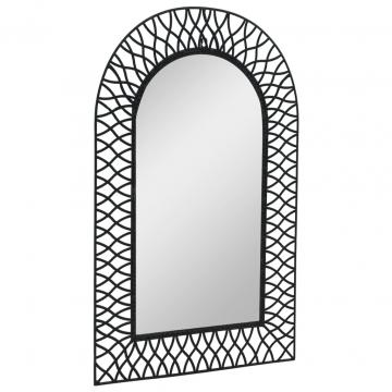Oglinda de perete arcuita, negru, 50 x 80 cm