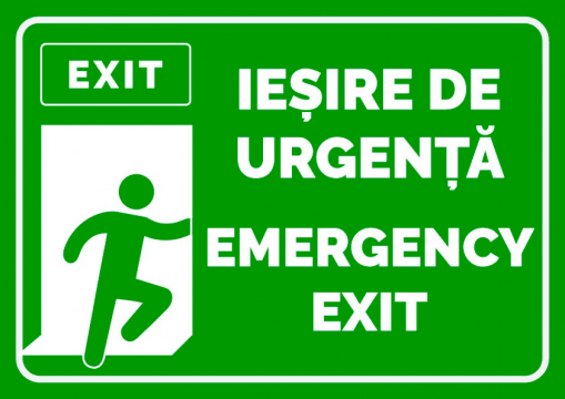 Indicator iesire de urgenta emergency exit stanga
