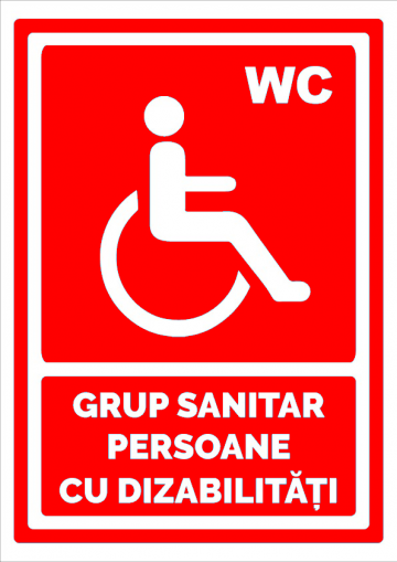 Indicator rosu pentru grup sanitar persoane cu dizabilitati