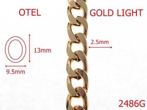 Lant otel gold light 9.5mmx2.5mm 9.5 mm 2.5 gold 2486G