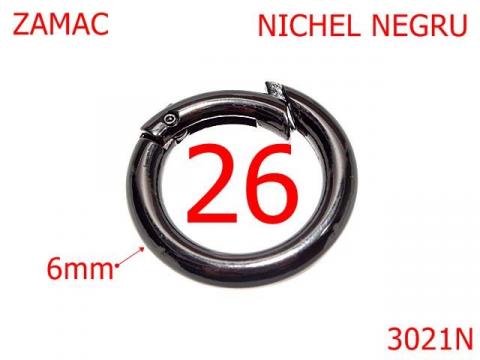 Inel carabina 26 mm 6 nichel negru 4L1 4J6 4B2 3021N de la Metalo Plast Niculae & Co S.n.c.