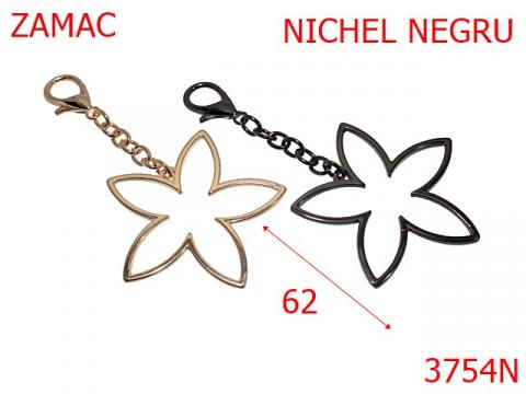 Breloc ornament floare 62 mm nichel 3754N de la Metalo Plast Niculae & Co S.n.c.