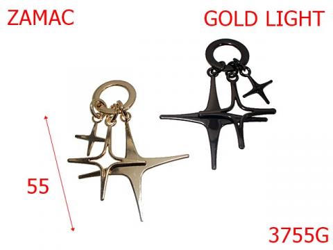 Breloc ornament stelute 55 mm gold light 13C18 3755G de la Metalo Plast Niculae & Co S.n.c.