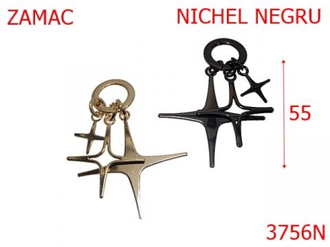 Breloc ornament stelute 55 mm nichel negru 13D17 3756N de la Metalo Plast Niculae & Co S.n.c.