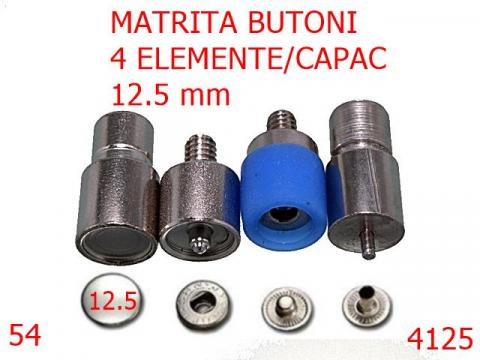 Matrita butoni 4 elemente/54 12.5 mm nichel 4125 de la Metalo Plast Niculae & Co S.n.c.