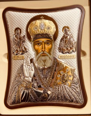 Icoana Sfantul Ierarh Nicolae argintata  20cm de la Candela Criscom Srl.