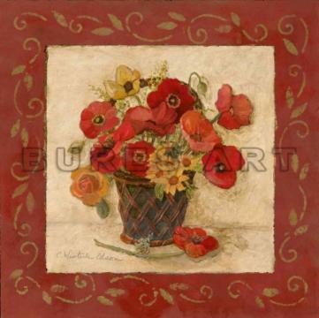 Poster floral cosulet cu maci rosii si flori galbene de la Arbex Art Decor