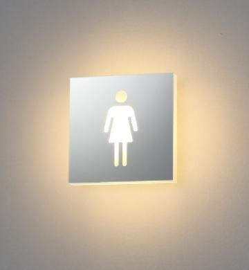 Semn pentru toaleta cu LED patrat