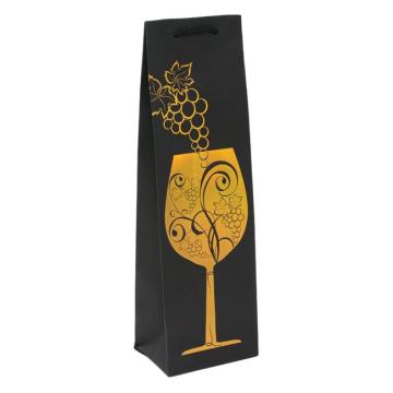 Punga decorativa din hartie pentru sticla cu vin, negru