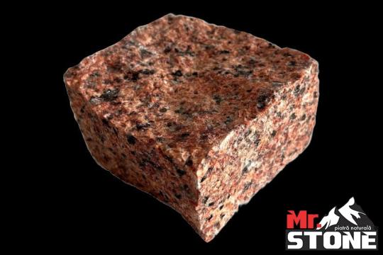 Piatra cubica din granit rosu ~10 x 10 x 10cm de la Antique Stone Srl