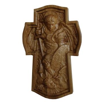 Sculptura Sf.Arhanghel Mihail biruind pe satana 16.5x10 cm