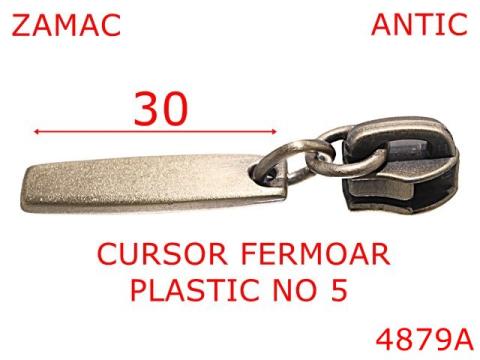 Cursor fermoar spiralat din plastic No5 zamac antic 4879A de la Metalo Plast Niculae & Co S.n.c.