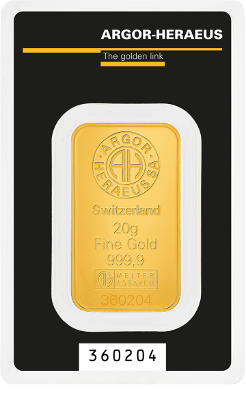 Lingou aur 24 K, Argor-Heraeus, 20 grame, puritate 999,9 de la Select Gold System Srl